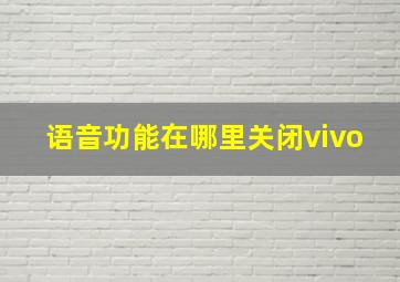 语音功能在哪里关闭vivo