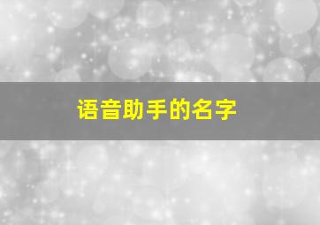 语音助手的名字