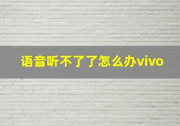 语音听不了了怎么办vivo