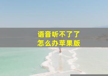 语音听不了了怎么办苹果版