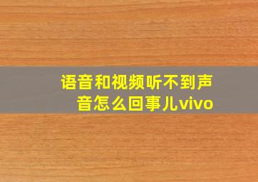 语音和视频听不到声音怎么回事儿vivo