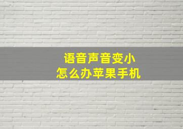 语音声音变小怎么办苹果手机