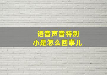 语音声音特别小是怎么回事儿