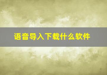 语音导入下载什么软件