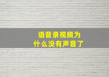 语音录视频为什么没有声音了