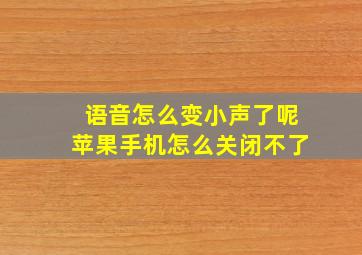 语音怎么变小声了呢苹果手机怎么关闭不了