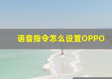 语音指令怎么设置OPPO