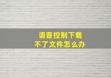 语音控制下载不了文件怎么办