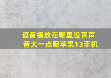 语音播放在哪里设置声音大一点呢苹果13手机