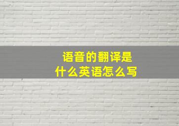 语音的翻译是什么英语怎么写