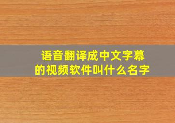 语音翻译成中文字幕的视频软件叫什么名字