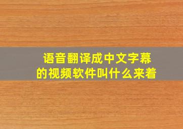 语音翻译成中文字幕的视频软件叫什么来着