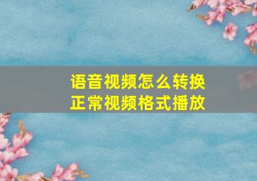 语音视频怎么转换正常视频格式播放