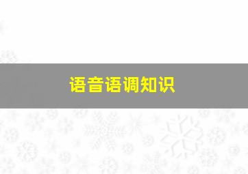 语音语调知识