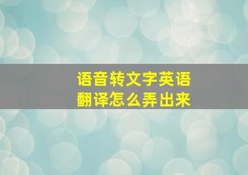 语音转文字英语翻译怎么弄出来