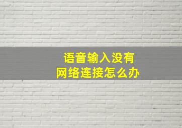 语音输入没有网络连接怎么办