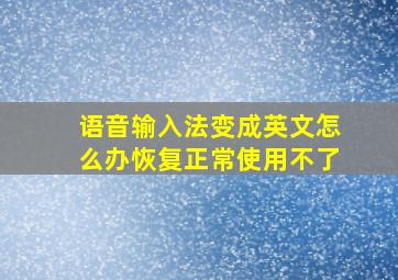 语音输入法变成英文怎么办恢复正常使用不了