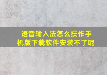 语音输入法怎么操作手机版下载软件安装不了呢