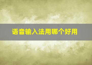 语音输入法用哪个好用