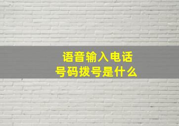 语音输入电话号码拨号是什么