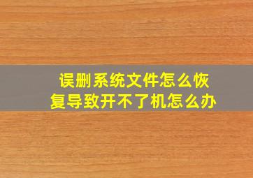 误删系统文件怎么恢复导致开不了机怎么办