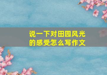 说一下对田园风光的感受怎么写作文