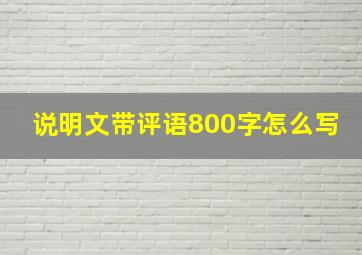 说明文带评语800字怎么写