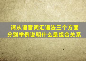 请从语音词汇语法三个方面分别举例说明什么是组合关系