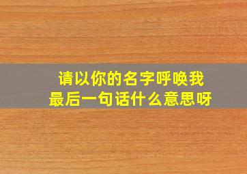 请以你的名字呼唤我最后一句话什么意思呀