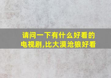 请问一下有什么好看的电视剧,比大漠沧狼好看