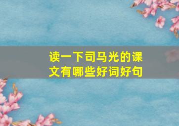 读一下司马光的课文有哪些好词好句