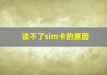 读不了sim卡的原因