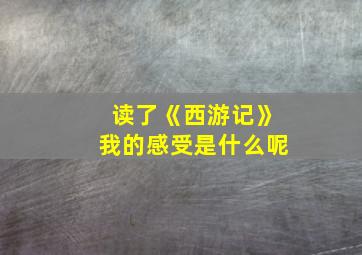 读了《西游记》我的感受是什么呢