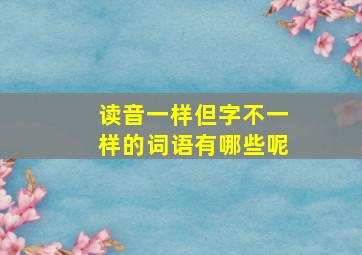 读音一样但字不一样的词语有哪些呢