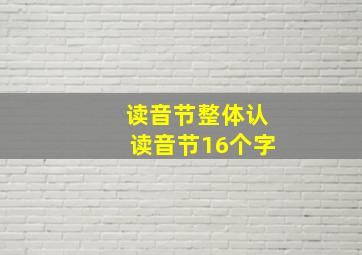 读音节整体认读音节16个字