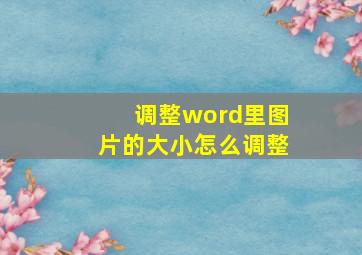 调整word里图片的大小怎么调整