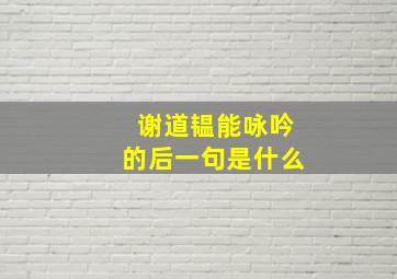 谢道韫能咏吟的后一句是什么