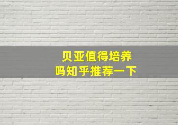 贝亚值得培养吗知乎推荐一下