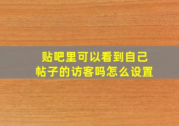 贴吧里可以看到自己帖子的访客吗怎么设置