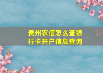 贵州农信怎么查银行卡开户信息查询