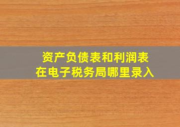 资产负债表和利润表在电子税务局哪里录入