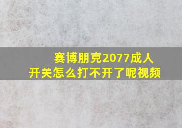 赛博朋克2077成人开关怎么打不开了呢视频