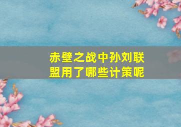 赤壁之战中孙刘联盟用了哪些计策呢