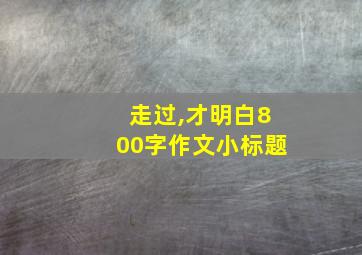 走过,才明白800字作文小标题