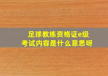 足球教练资格证e级考试内容是什么意思呀