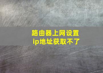 路由器上网设置ip地址获取不了