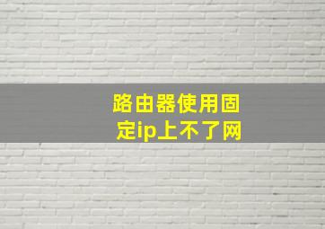 路由器使用固定ip上不了网