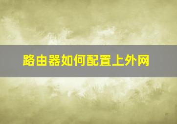 路由器如何配置上外网