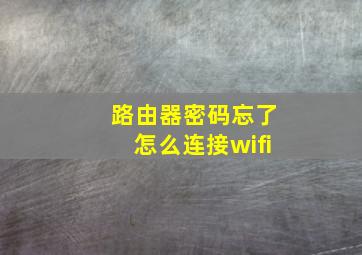 路由器密码忘了怎么连接wifi