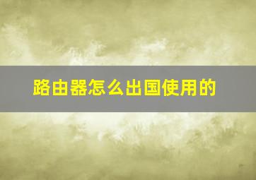 路由器怎么出国使用的